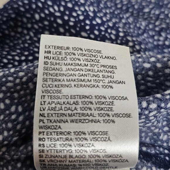 H&M Women's Blouse size 14 Blue Polka Dot 3/4 Sleeve Viscose - Picture 5 of 7